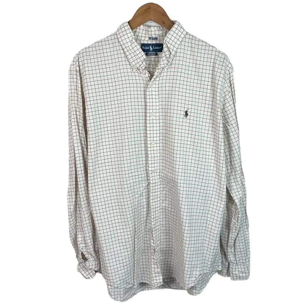 BF1285 Men’s Polo Ralph Lauren CUSTOM Fit Designer Plaid Button Down Shirt XL
